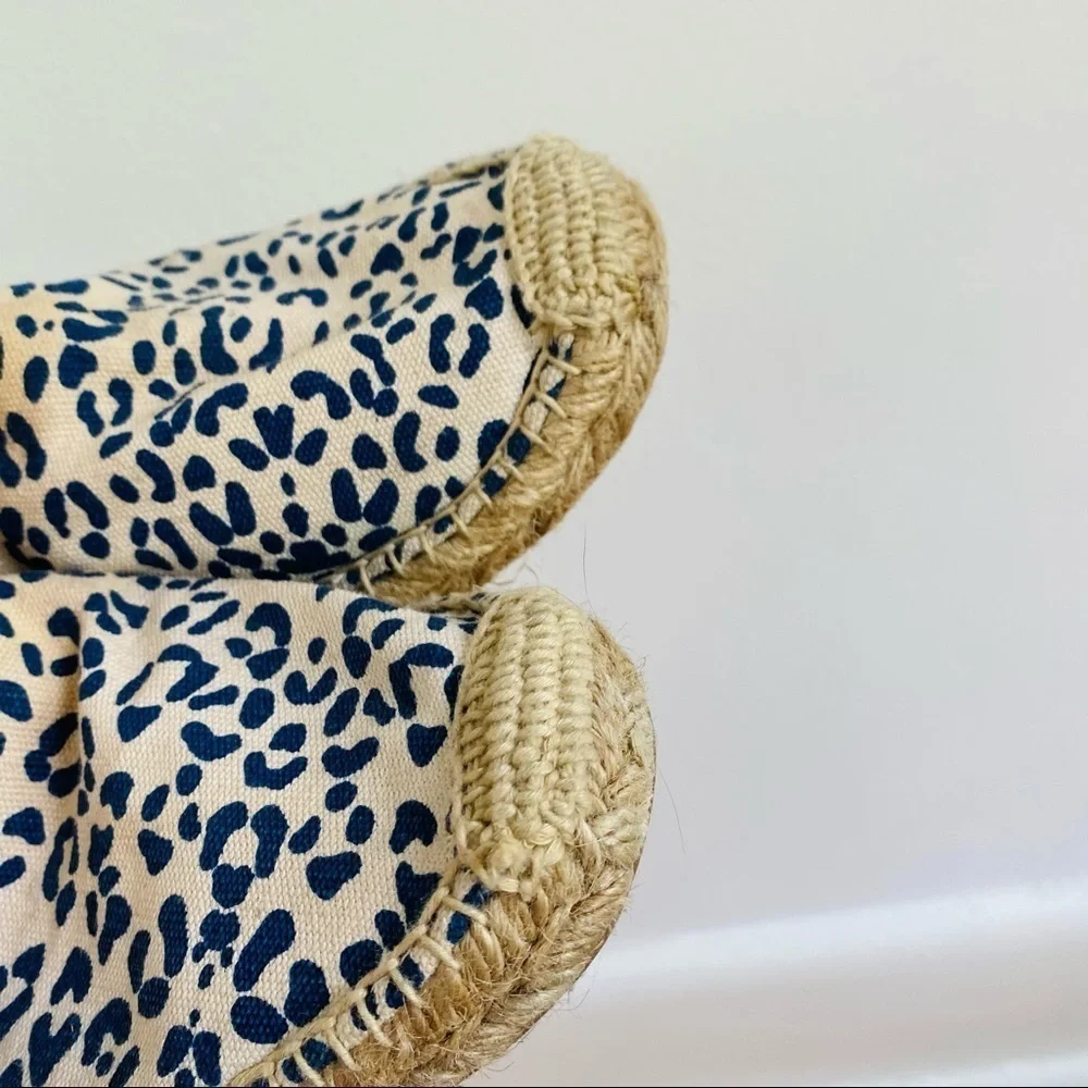 Sam Edelman Blue Cheetah Print Canvas/Linen Espadrilles - Summer Flats